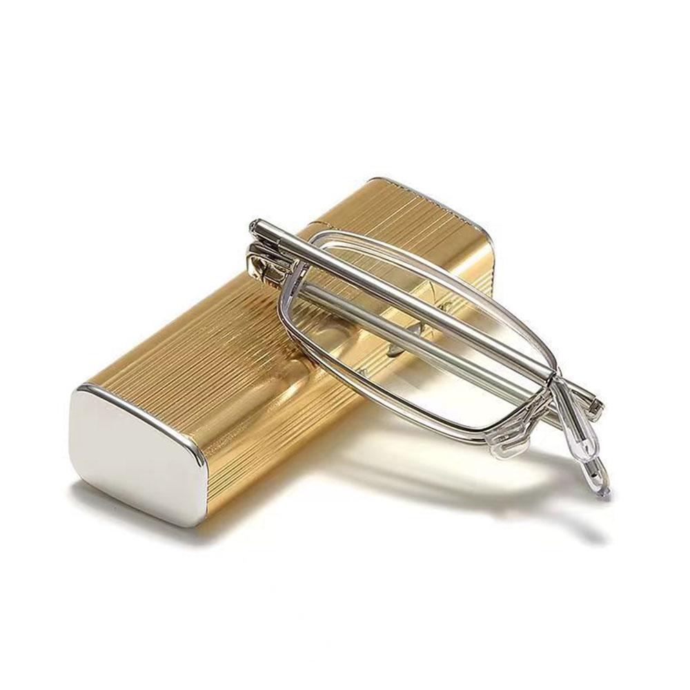 

High Definition Folding Reading Glasses With Metal Box Men Women Portable Anti Blue Light Eyewear Presbyopia Glasses +1.0 ~ +4.0 +100