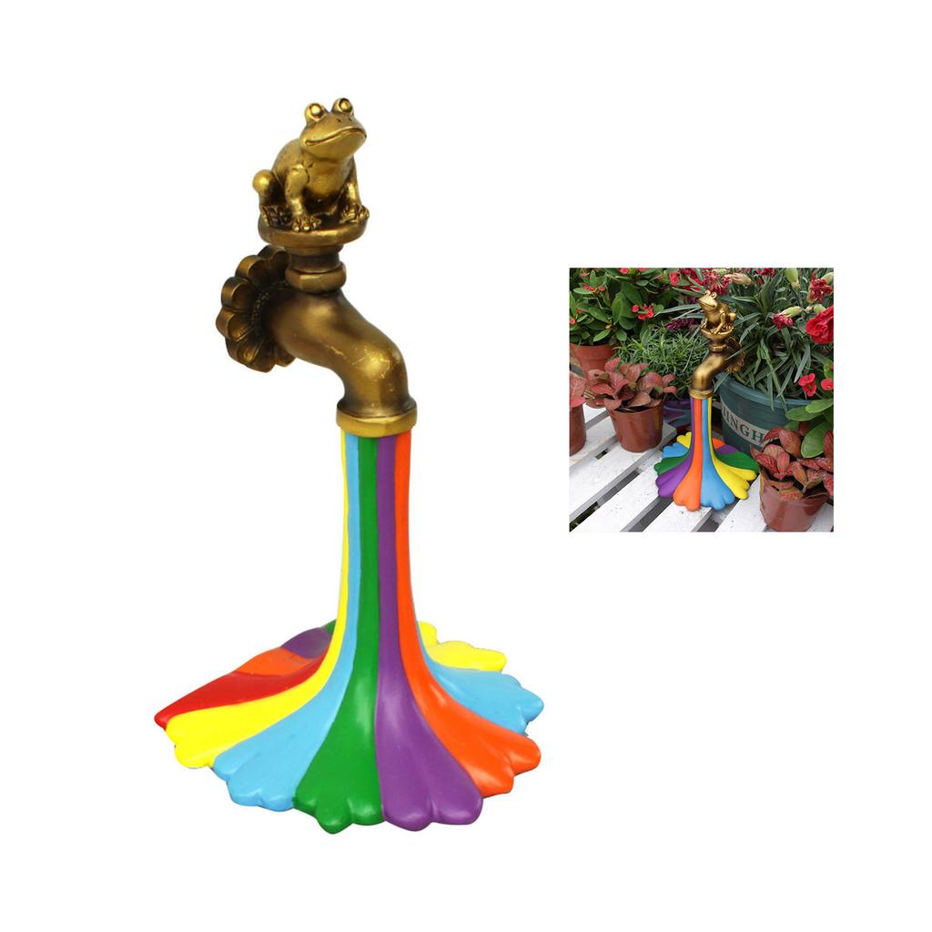 Žába Duhová Baterie Ornament Pryskyřice Zahradní Dekorativní Zvíře Duhová Baterie Socha Řemeslo pro Venkovní
