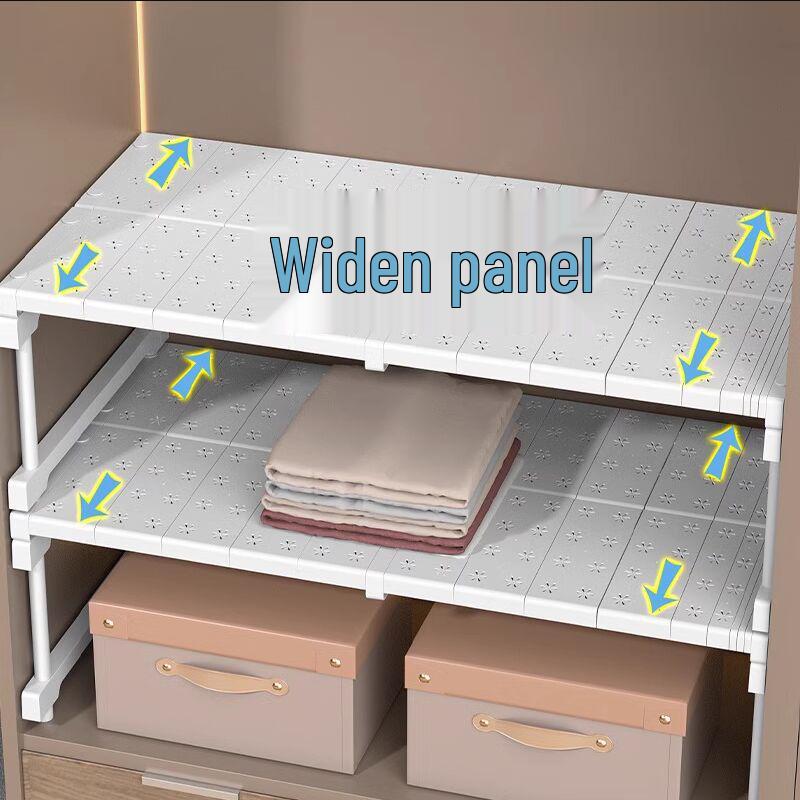 Retractable Wardrobe Partition: Layered Shelf & Shoe Cabinet Organizer