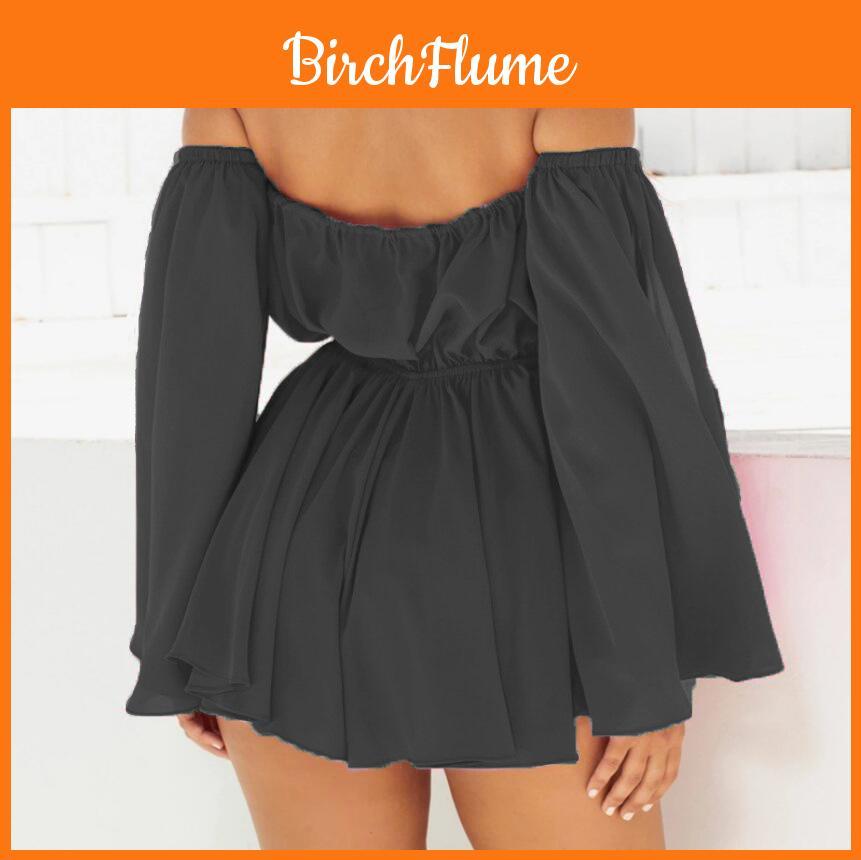 Elegant Chiffon Summer Open Sleeves Word Shoulder Straps Tube Top High Waist Dress