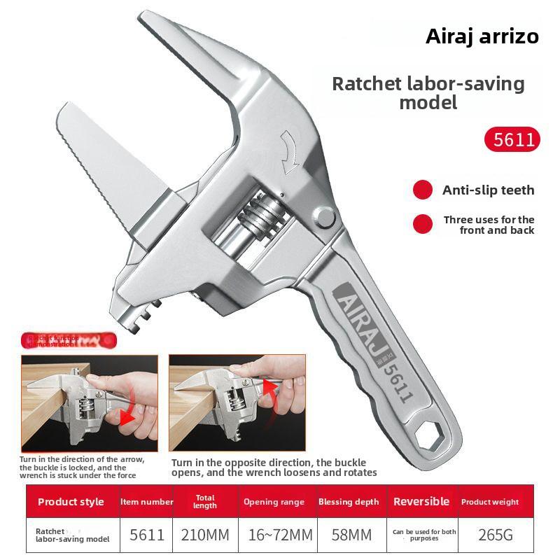 Multi-Functional Bathroom Wrench Tool - Short Handle, LargeOpening, Maintenance Board & Hand Sewer Pipe Pliers