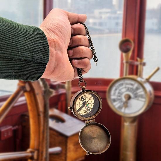 Nautical Compass To My Son Love Mom Poem Engraved Solid Brass Navigational Marine Compass with Wooden Box