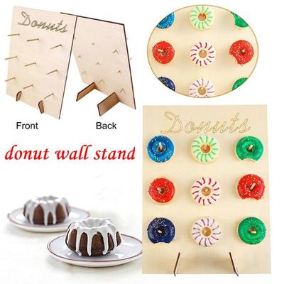 1 ADET 40X30cm Ahşap Duvar Askısı Donut Şeker Tatlı Rafı Standlı Düğün Parti Dekoru Bebek Duşu Süslemesi