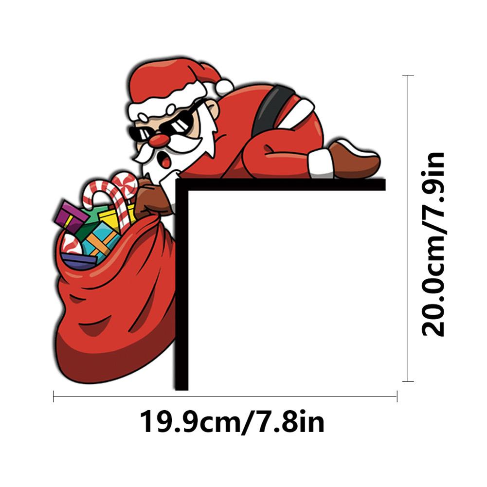 Christmas Door Frame Decor Sticker Snowman &Santa Claus Wooden Door Corner Decor Creative Funny Wall Art For Living Room Bedroom