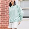 Li-Ning Gradient Logo Embroidered Solid Color Loose Crew Neck Sweatshirt Women Tops Mint-Green AWDRF42-4