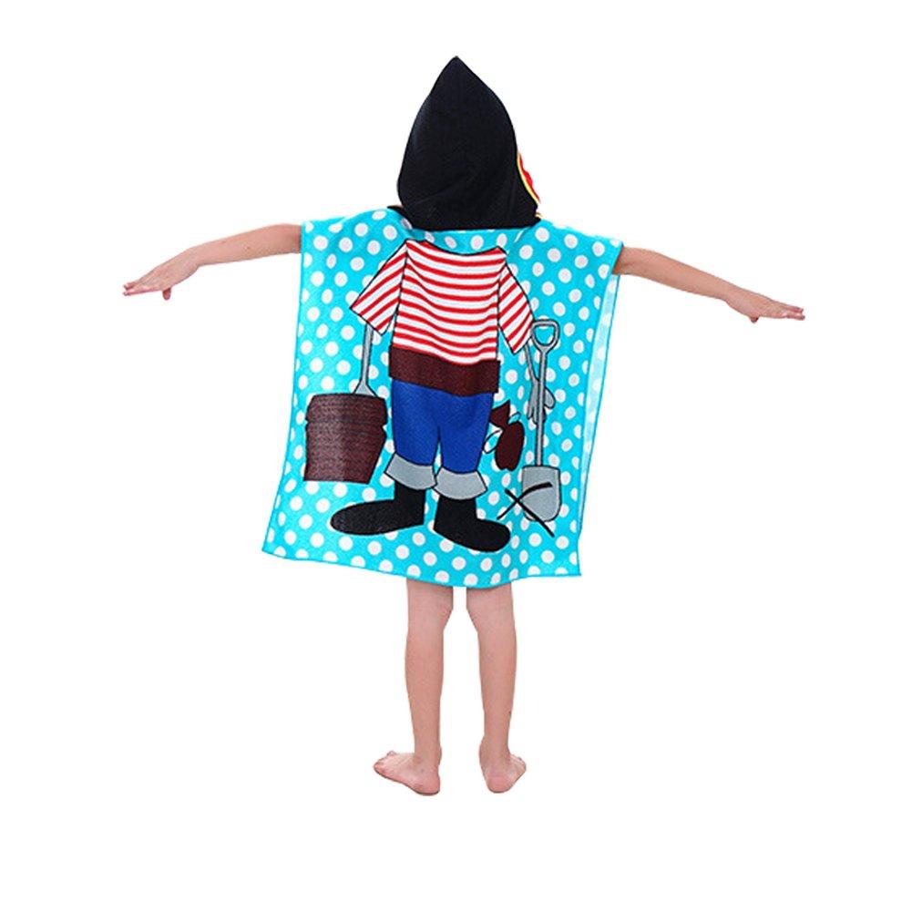 Hooded Towel Baby Bath Towel Poncho Style Beach Towel Pirates Theme Fast Drying 24" X 48" for Kids Toddlers