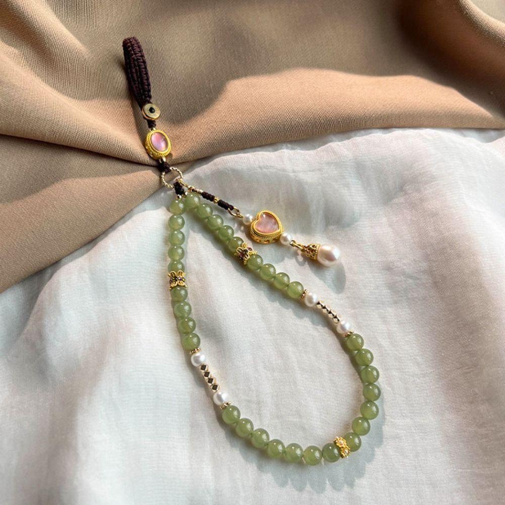 Hanging Ornaments Mobile Phone Chain Vintage Antique Green Wrist Rope Pendant  Women