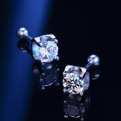 עגילי בורג Moissanite 0.5 קראט מצופה זהב לבן כסף סטרלינג D Vvs1 Lab יהלום עם גרא 4 טפרים אוזניים חתיכים לנשים