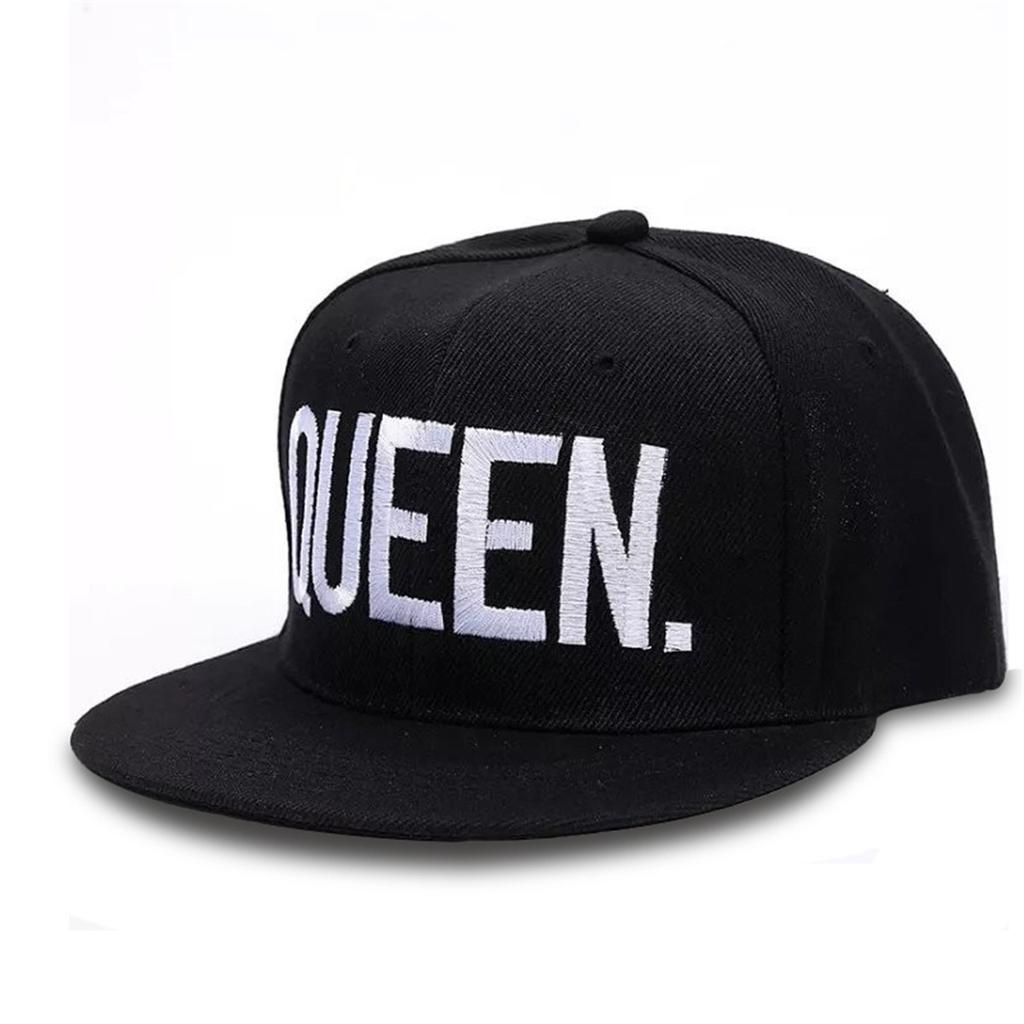 2025 Fashion KING QUEEN Embroidered Simple Hip Hop Baseball Hat Casual Flat Edge Hat Women's High Quality Outdoor Sunscreen Hat