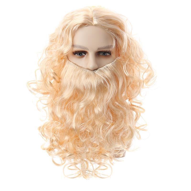Christmas Performance Wig Jesus Magician Wizard Cosplay Wig Men's Halloween Party Stage Wig 