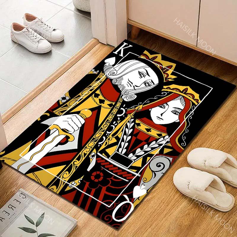 1PC Playing Card King Queen Illustration Carpet for Living Room Bedroom Sofa Home Decor Rus Non-slip Floor Mat Luxury Gift