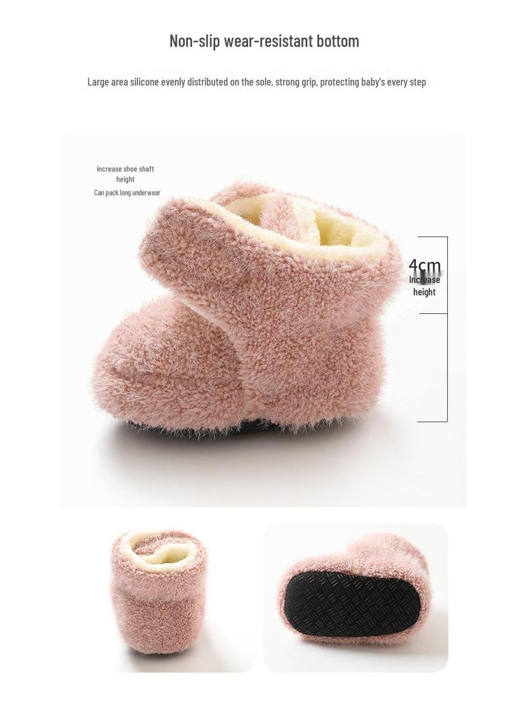 Scarpine e Calzini Caldi per Bambini - Suole Spesse Morbide, Antiscivolo, Colori Solidi, Perfetti per i Primi Passi in Autunno/Inverno
