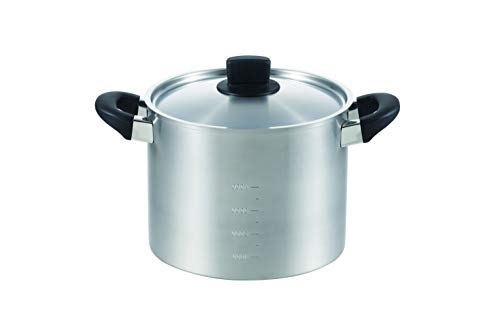 Maruyama Giken SOUEN Deep Pot, 22cm, 6.4L, with Measuring Scale, SE-11, Induction and Gas Stove Compatible, Stainless Steel, Flat Bottom, Made in Japa