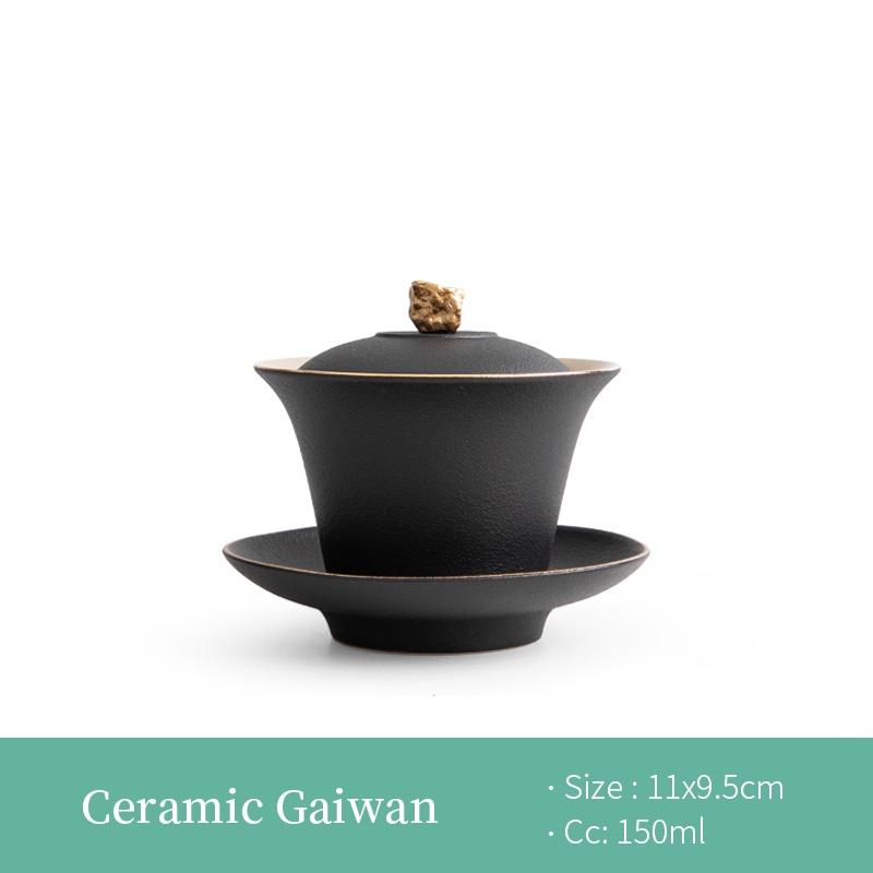 150ml Ceramic Covered Bowl Japanese Style Tea Bowl Vintage Tea Cup