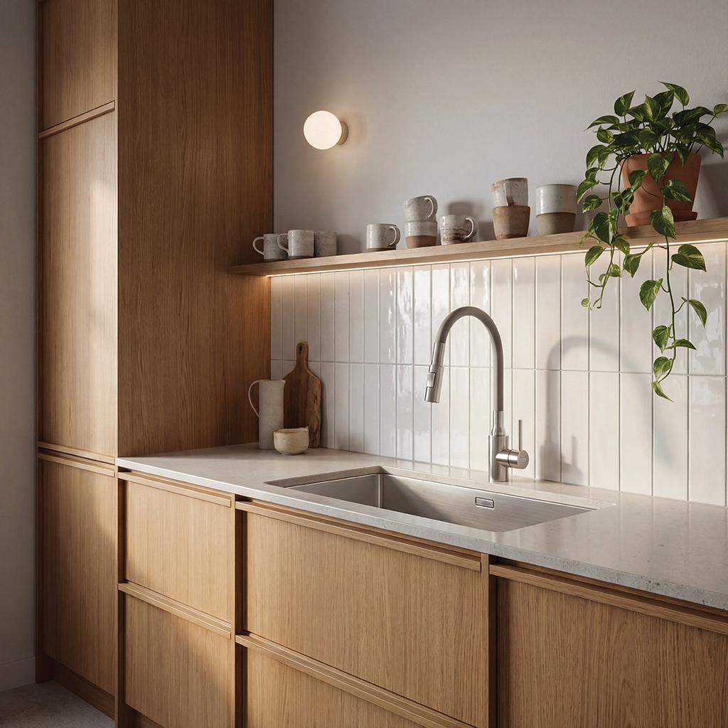 Nila Laveo Floor-standing Sink Tap with Flexible 2-Function Spout, Brushed Steel/Gray