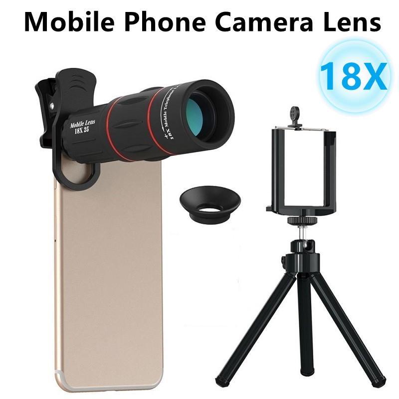 

Телескоп с 18-кратным зумом, объектив для мобильного телефона, телеобъективы для макросъемки, универсальный штатив для селфи с зажимом для всех смартфонов