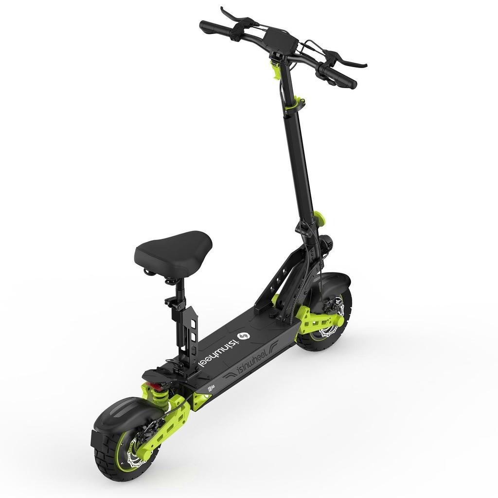 Isinwhhel D2 Plus Scooter Elettrico con Motore da 1000W e Sedile Velocità Massima 45km/h Autonomia 60km Carico Massimo 120Kg Ruote Off-Road da 10 Pollici E-Scooter per Pendolarismo Urbano