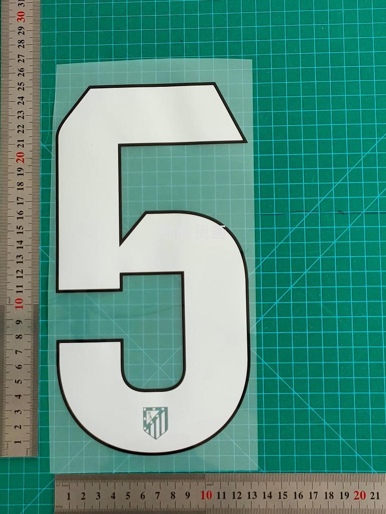 Atletico Madrid 25-26 Away Jersey Number and Letter Heat Transfer Stickers, B Grade, Adult Size