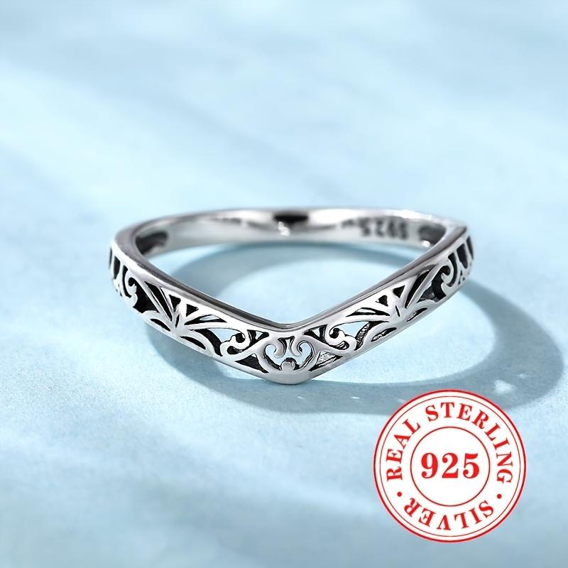 Vintage 925 Sterling Silver Rings for Women Carved Pattern Hollow Out Finger Accessory Exquisite Punk Party Jewelry Gifts
