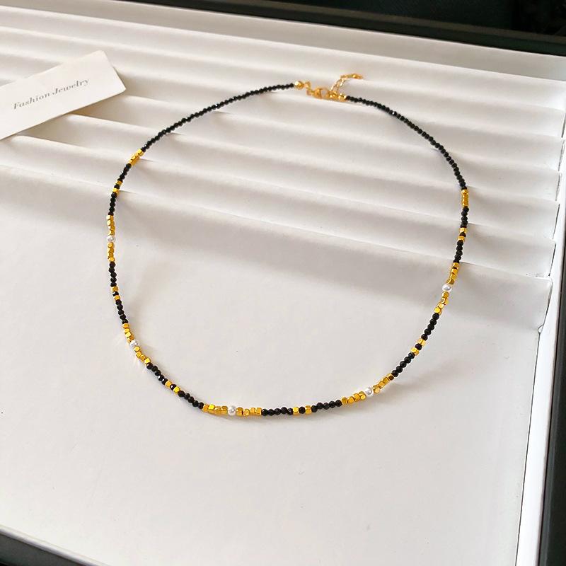 Bohemian vacation wind beaded necklace light luxury personality collarbone chain necklace