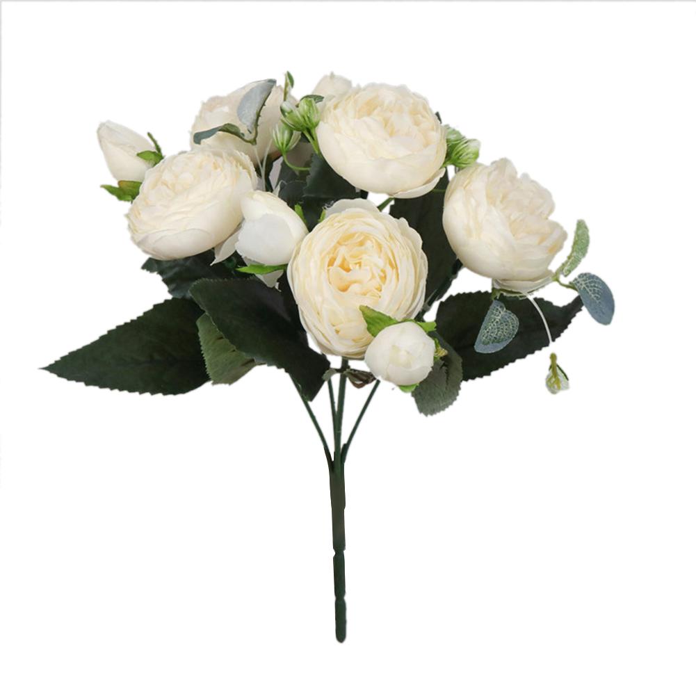 

Новий букет штучних квітів з шовкових півоній з 9 голів, штучні чайні троянди, прикраса для дому, весілля, імітація квітів
