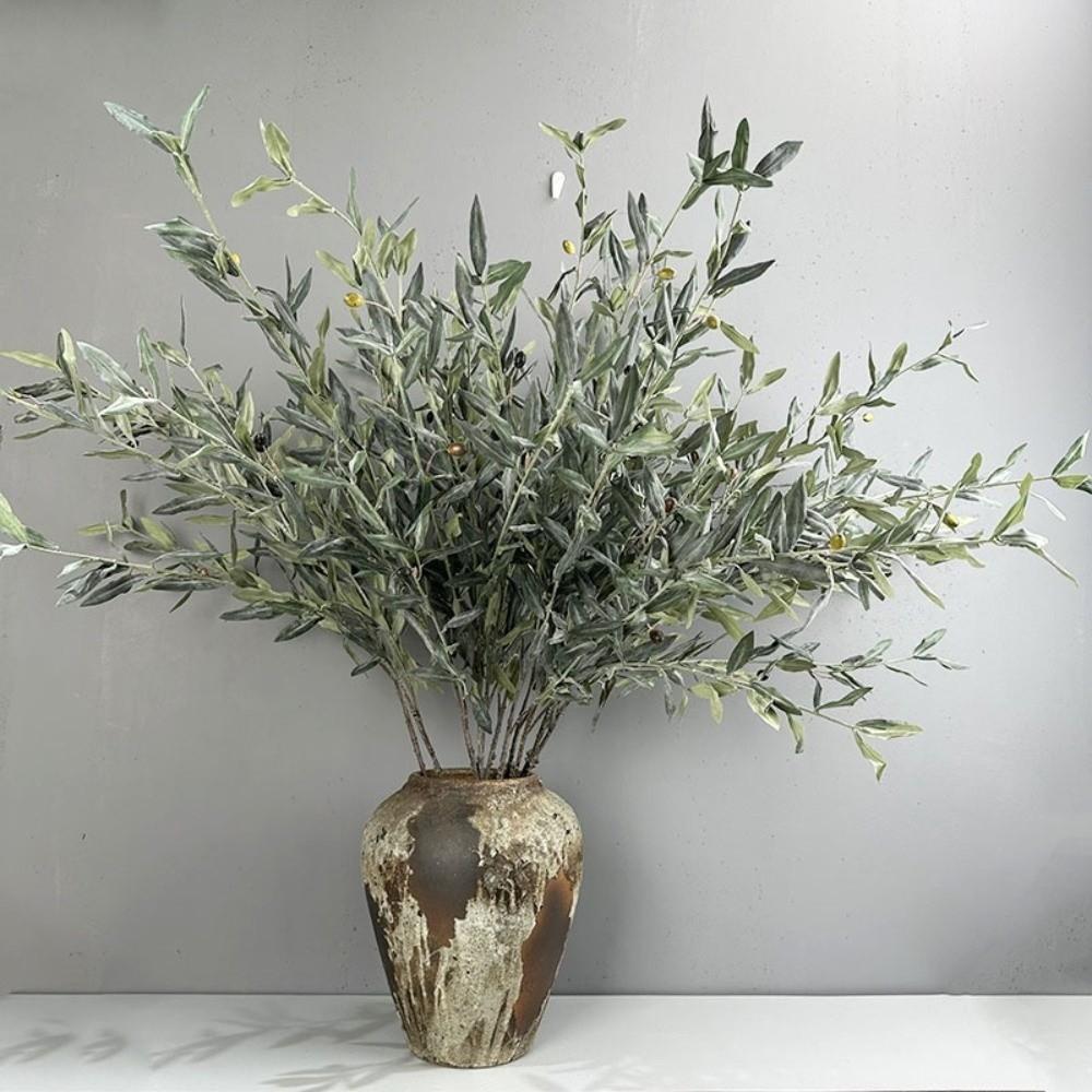 Plastic Artificial Olive Branch Lifelike Handmade Craft Olive Fruit Branch with Fruit Fake Olive Tree Vase Arrangement