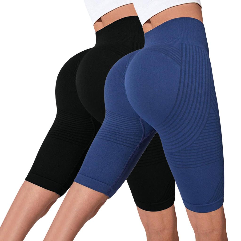 2PC Women's Casual Seamless Hip Lifting Fitness Pants With Tight Fit And High Waist, Seach Hip Yoga Pants