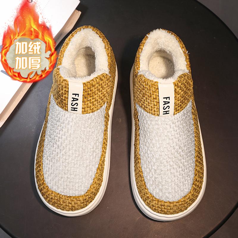 

Модные мужские туфли из бархата с цветовым сочетанием, зимние теплые, мягкие, удобные, зимние ботинки, нескользящие, износостойкие, из плюша и хлопка 4445 жёлтый