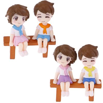 1Set Sweet Couple Diy Mini Miniature Figurine Garden Deco Seat Micro Landscape