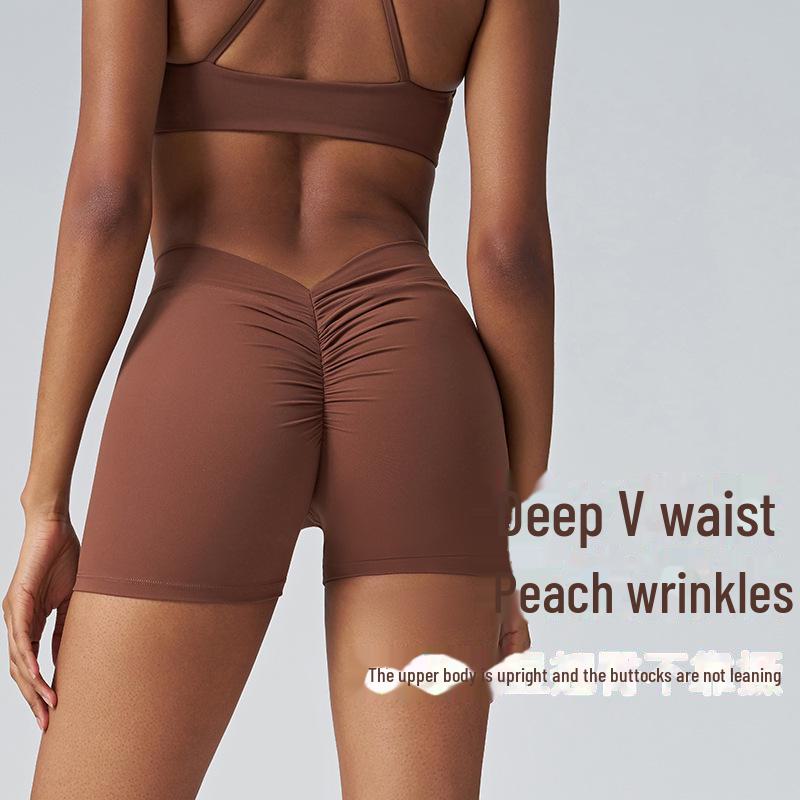Wharton Women's Quick-Dry Sports Running Shorts - Breathable, V-Waist, Peach Hip Design