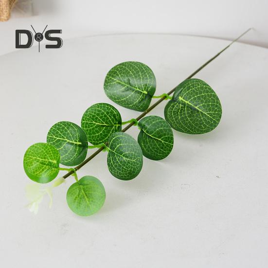 10Pcs Artificial Eucalyptus Leaves Branch with Stem Realistic Reusable Faux Green Plants Greenery Home Table Centerpiece Decoration Photo Props