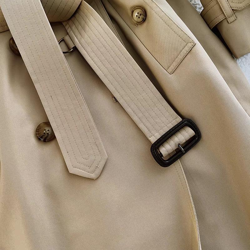 Long trench coat women's autumn clothing high-end feeling over the knee fashion waist temperament double-breasted jacket