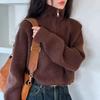 Half Zipper Collar Sweater Women Pullovers Soft Knitted Long Sleeve Short Jumper Fall Winter Korean Trend Loose Solid Color Tops