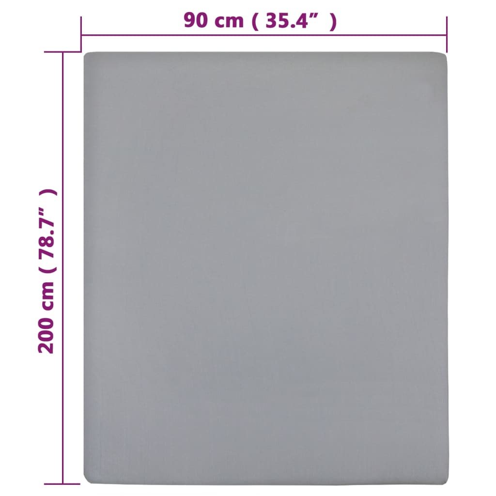 Vidaxl Bed Sheets, 2 Pcs, Grey, 90X200 Cm, Cotton Jersey