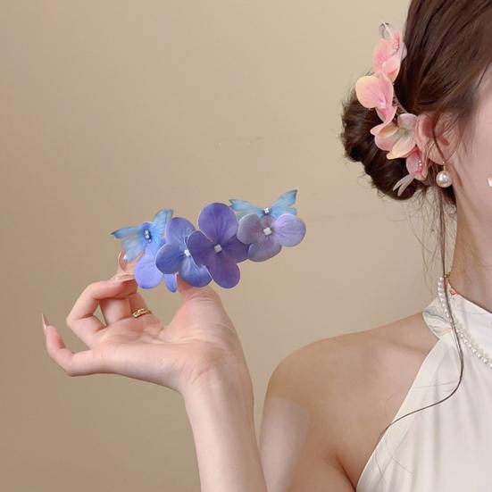 Butterfly Hair Clip Flower And Butterfly Hair Barrette Hawaiian Floral