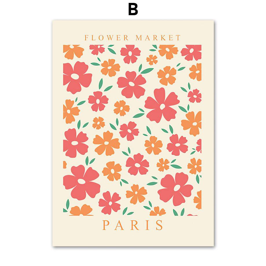 Flower Market Poster Paris London New York Botanical Floral Drawing Wall Art Print Canvas Painting Modern Living Room Home Decor