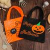 Halloween Ghost Festival Pumpkin Candy Tote Bag, Non-Woven Orange and Black Gift Bag for Kindergarten