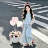 2026 Girls' Lace Vest & Wide-Leg Pants Two-Piece Summer Set - Korean Style