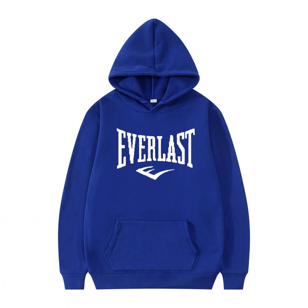 New men's casual, sporty and comfortable hooded sweatshirt with letter-printed EVERLAST jogging street casual pullover