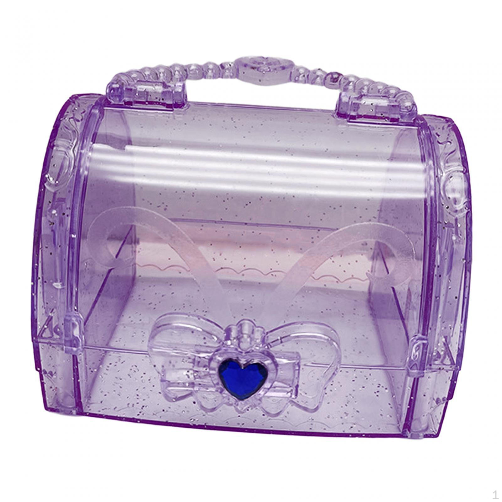 Children s Storage Trunk Box with Carrying Handle - Toy And Stationery Organizer Clear and Violet