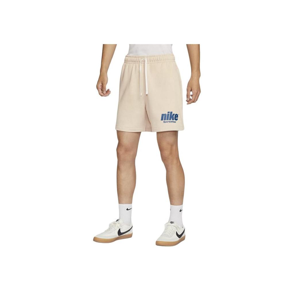 Nike Sportswear Club Letter Print Versatile Breathable Lace-Up Five-Point Shorts Casual Shorts Men shorts Sand-White HQ1642-126