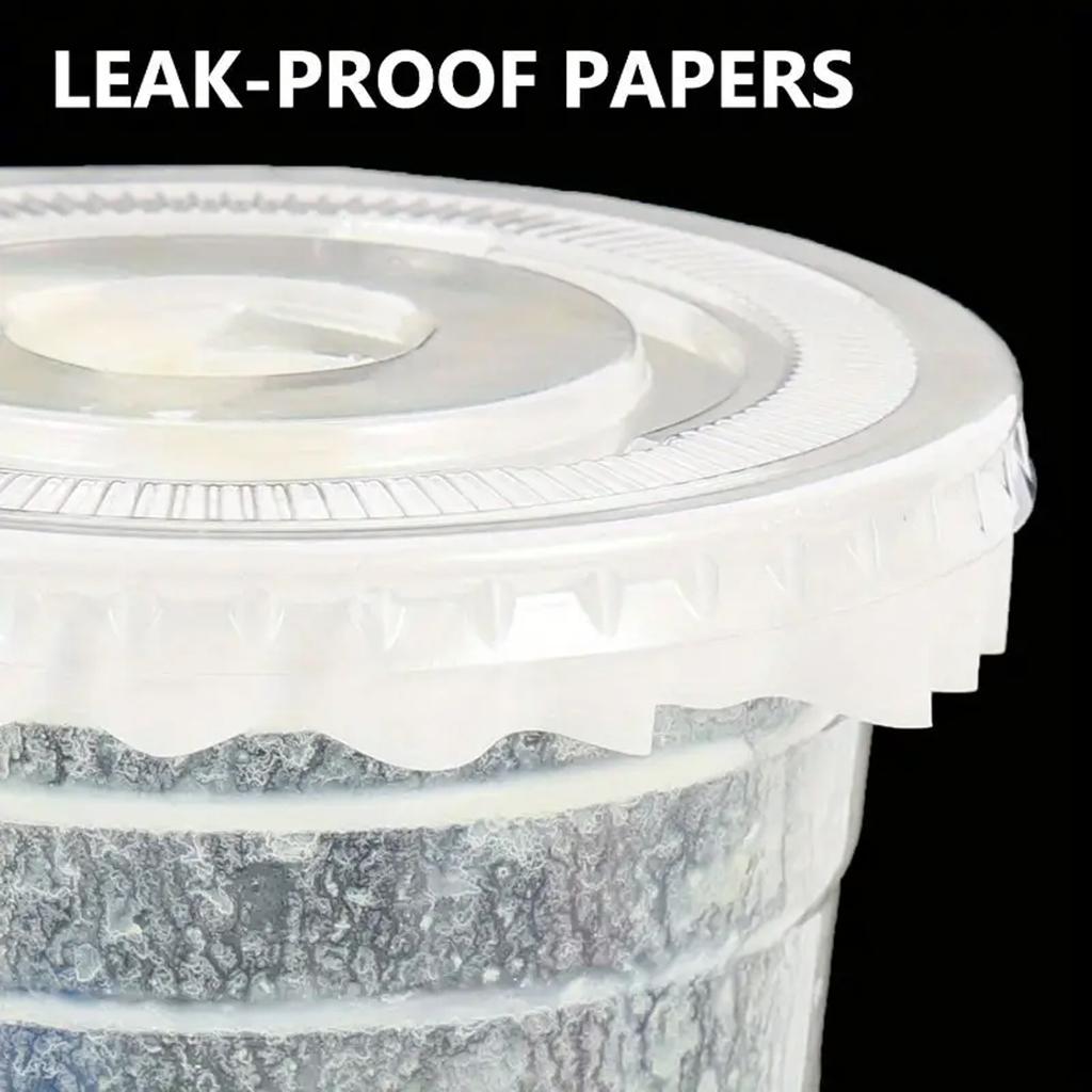 500pcs White Leak Proof Cup Lid Circular Sealing Paper Pad Anti Overflow Paper Suitable For Plastic Beverage Milk Tea Coffee Bev