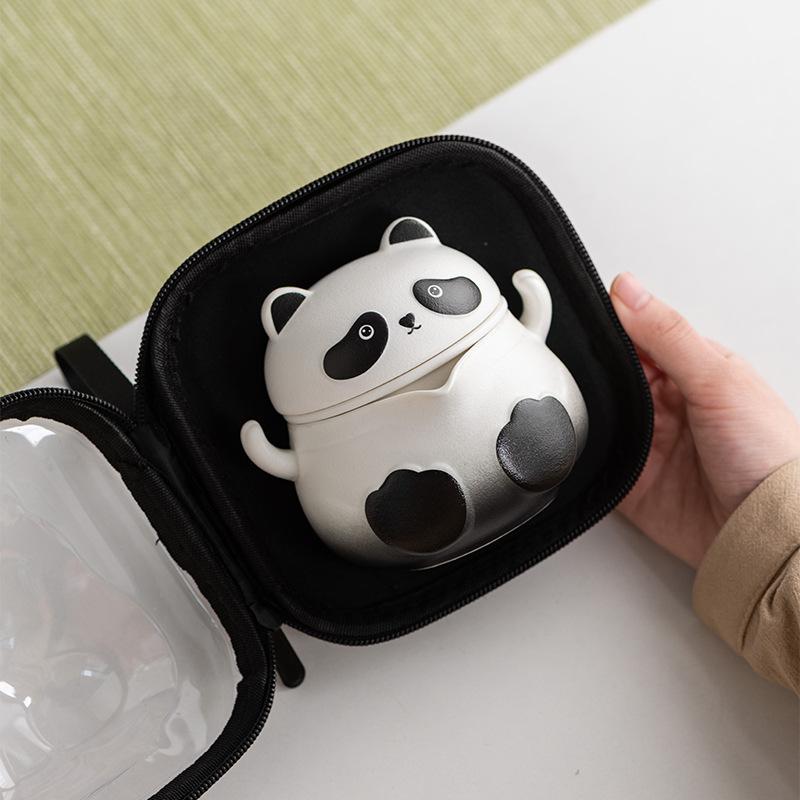 Light luxury panda portable travel tea set, grab a pot, two cups, express cup, high-end business gifts