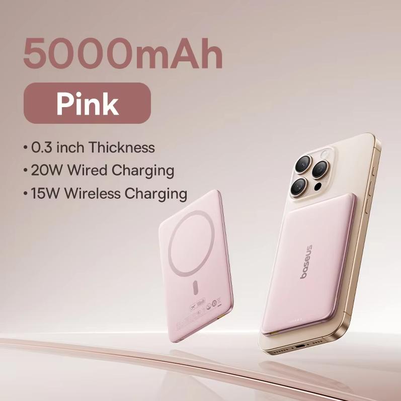 Baseus Card Magnetic Wireless 20W Fast Charging Power Bank 5000mAh Apple 16/15/14 Huawei Xiaomi Phone