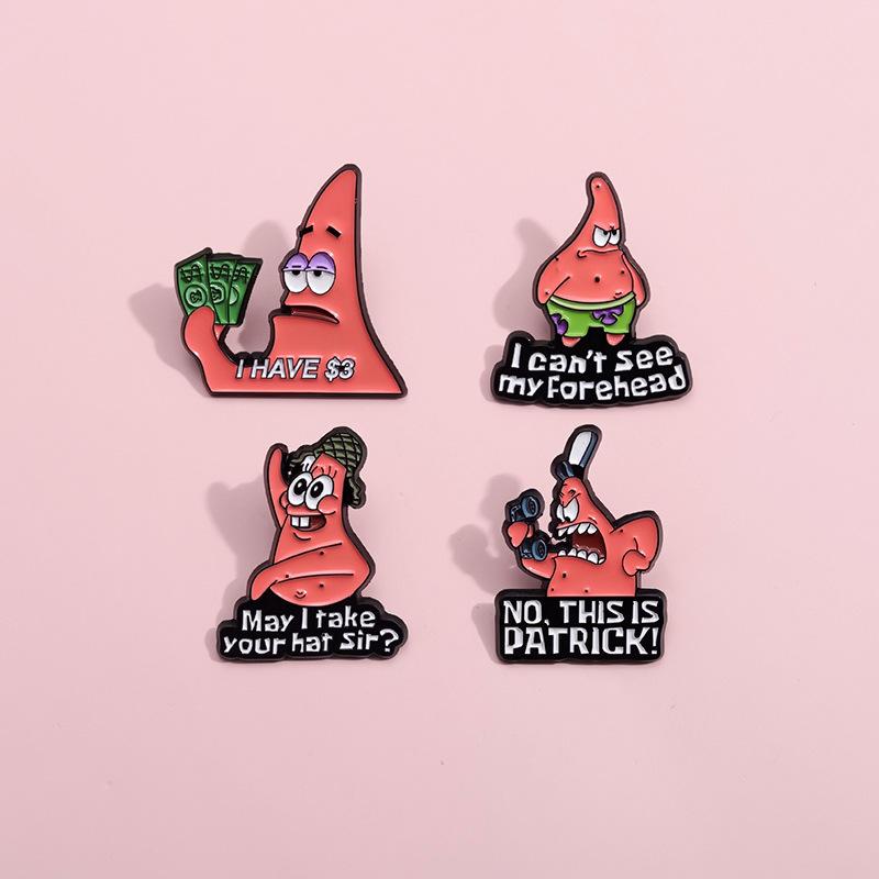 Alloy Unique Starfish Brooch Featuring Cute Cartoon Character Design For Trendy Accessory