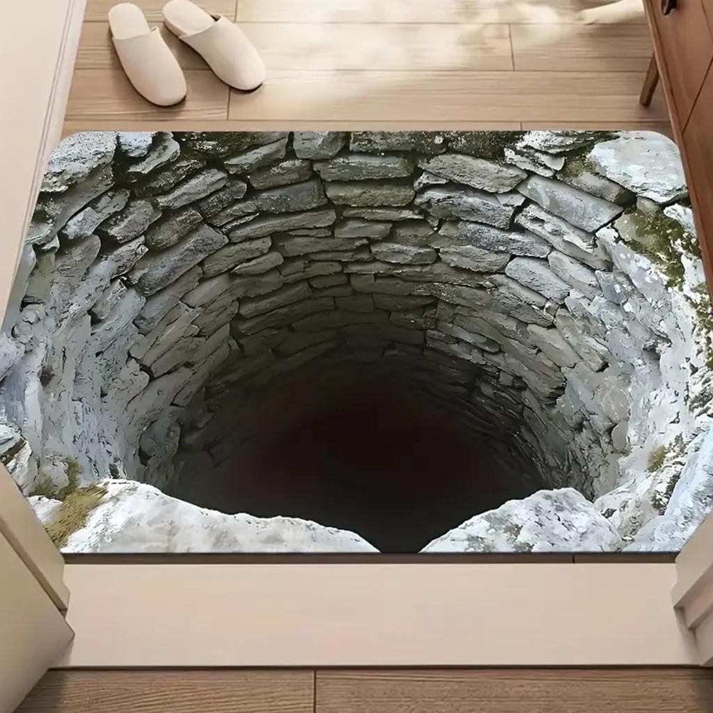 Optical Illusion Door Mat Abyss Illusion Non-Slip Absorbent Doormat 20x32 Inch Machine Washable Rugs for Indoor Outdoor Bathroom