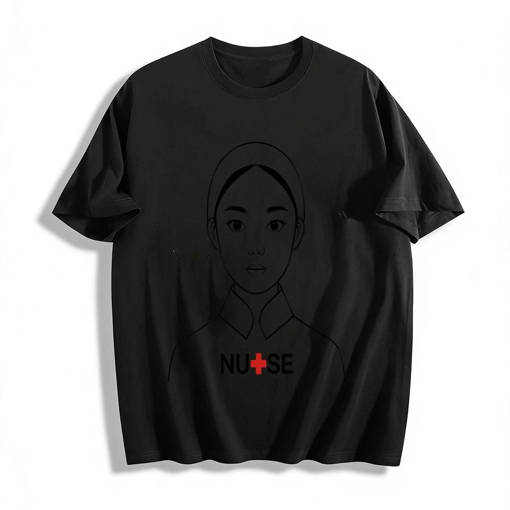 

Nurse Themed Printed Top Professional Cultural Casual Daily T-Shirt Pure cotton T-shirt XXS