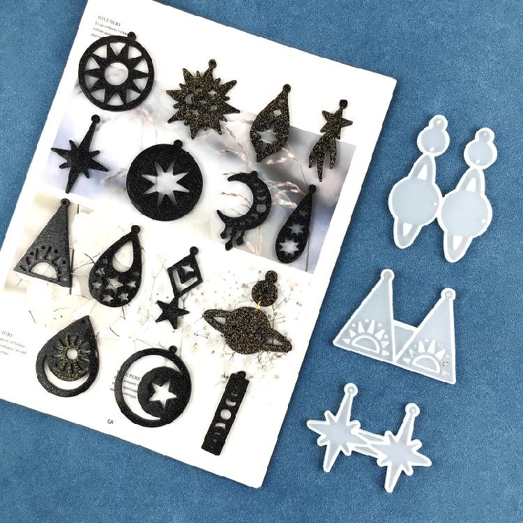 Earring Mold Hanging Pendant Astronomical Element Moon Star Mirror Silicone Mold