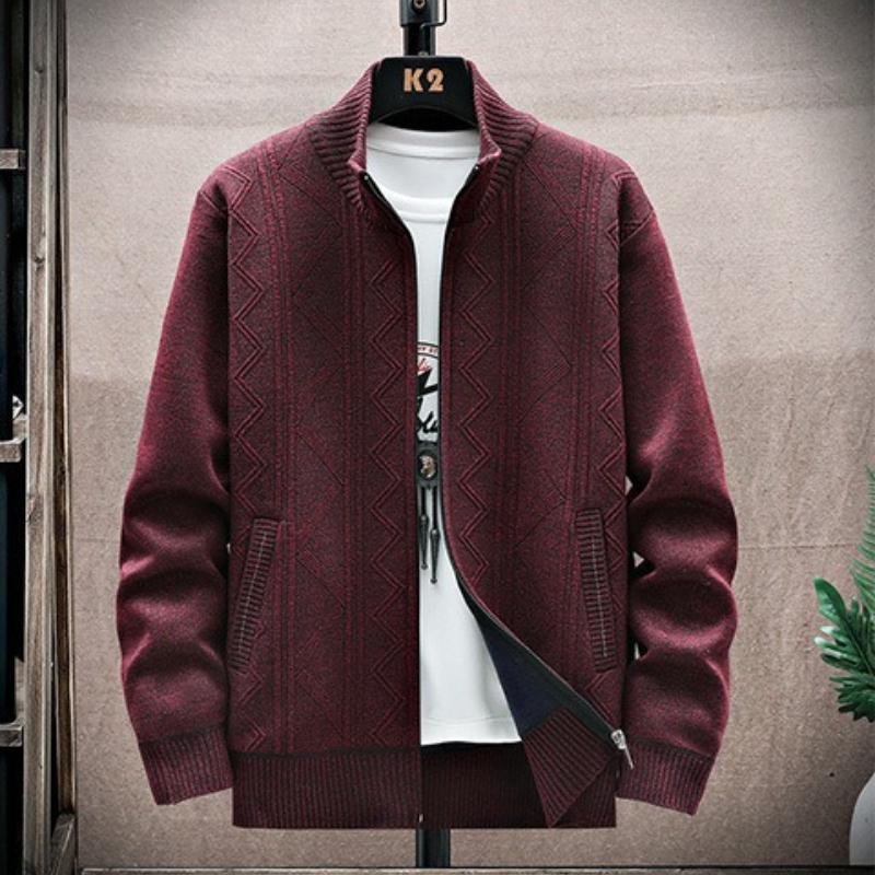 Men's Autumn Winter Cable Knit Zipper Cardigan - Thick Warm Casual Sweater for Men