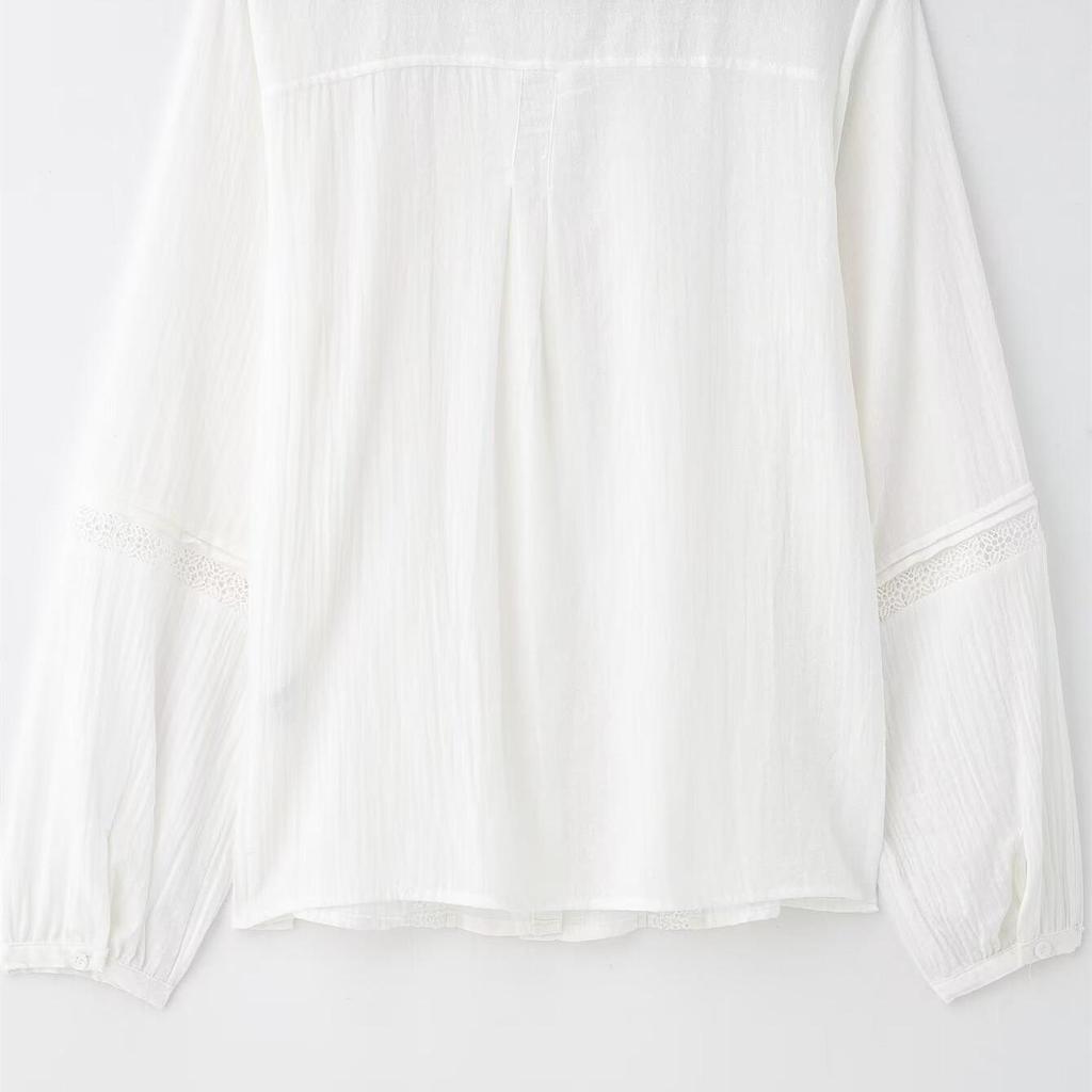 2025 Spring Women's Elegant Commuter Lace Pleated Lapel Shirt